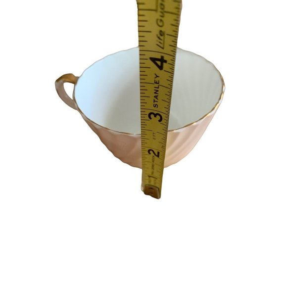 AYNSLEY ENGLAND PASTEL LIGHT PINK SWIRL TEA CUP SAUCER SET FLORAL GOLD RIM #1 Gd - Picture 12 of 13